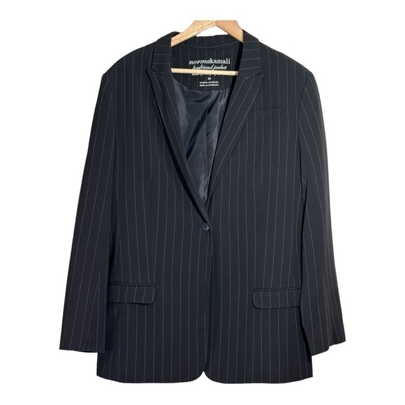 Norma Kamali Pinstripe Boyfriend Jacket - Picture 1 of 6